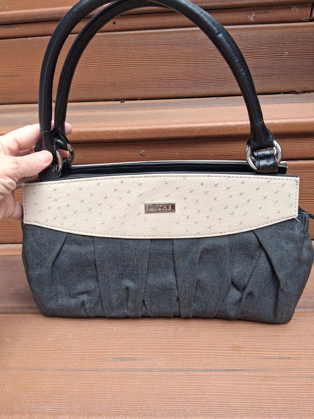 Vintage Miche Classic Shell And Base "Deniece" Dark Denim & Ostrich